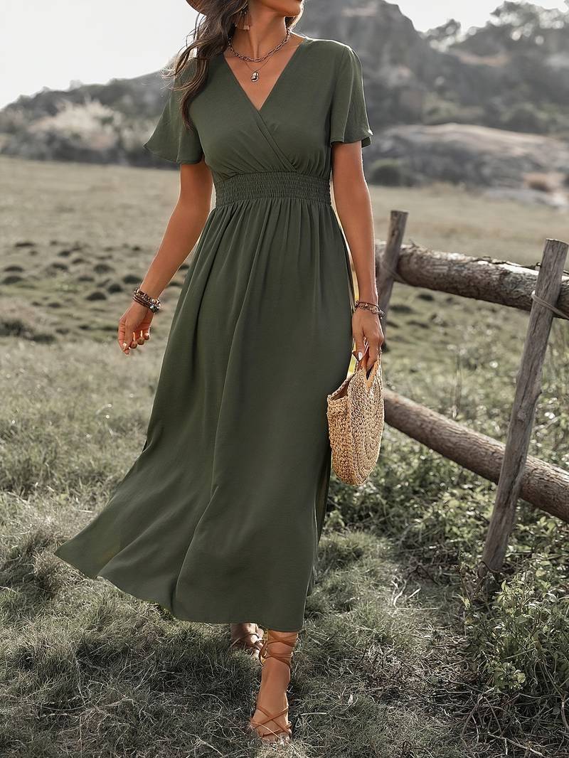 HEATHER | Élégante robe boho longue à col en V