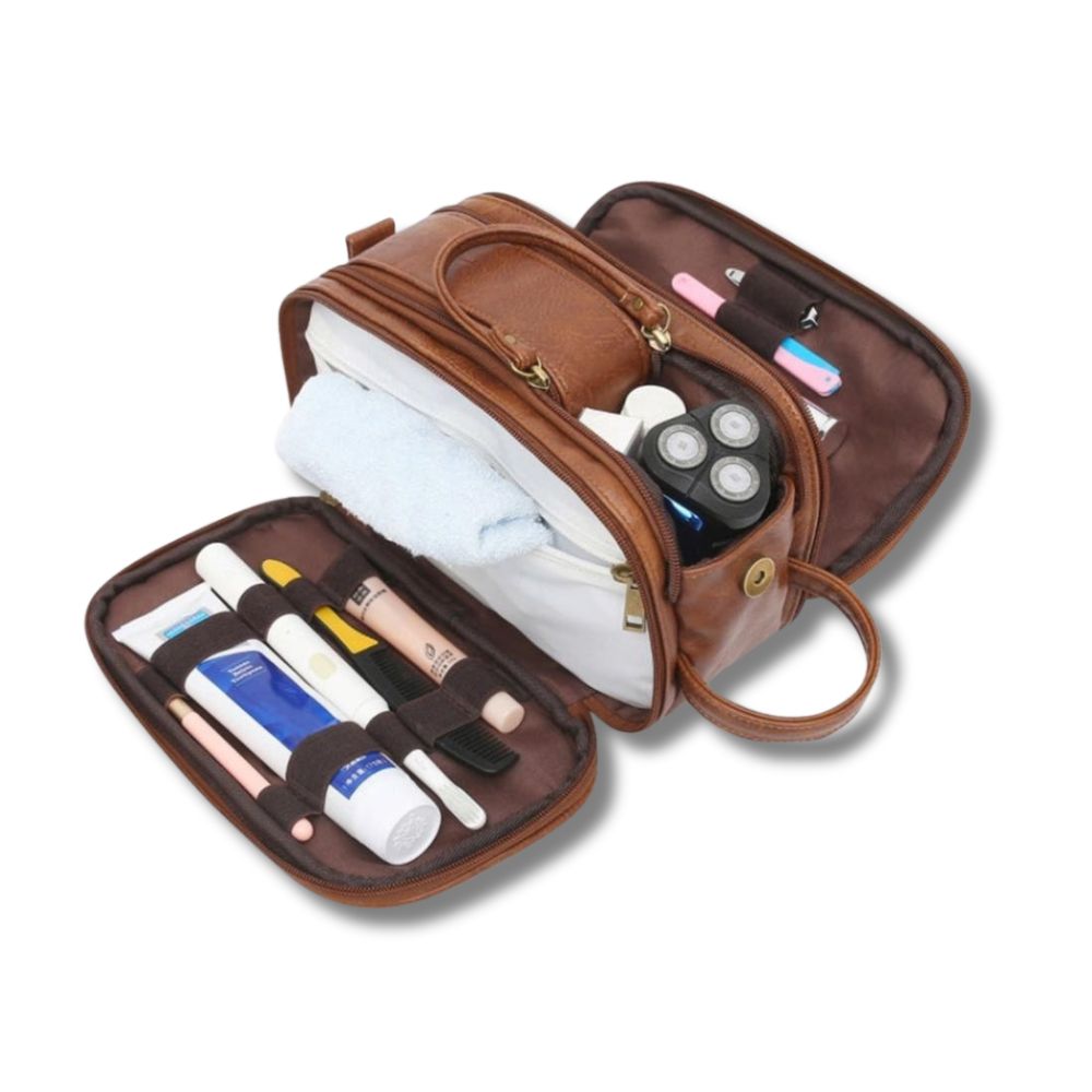 Voyage Régal | Trousse de Toilette de Voyage en Cuir Premium