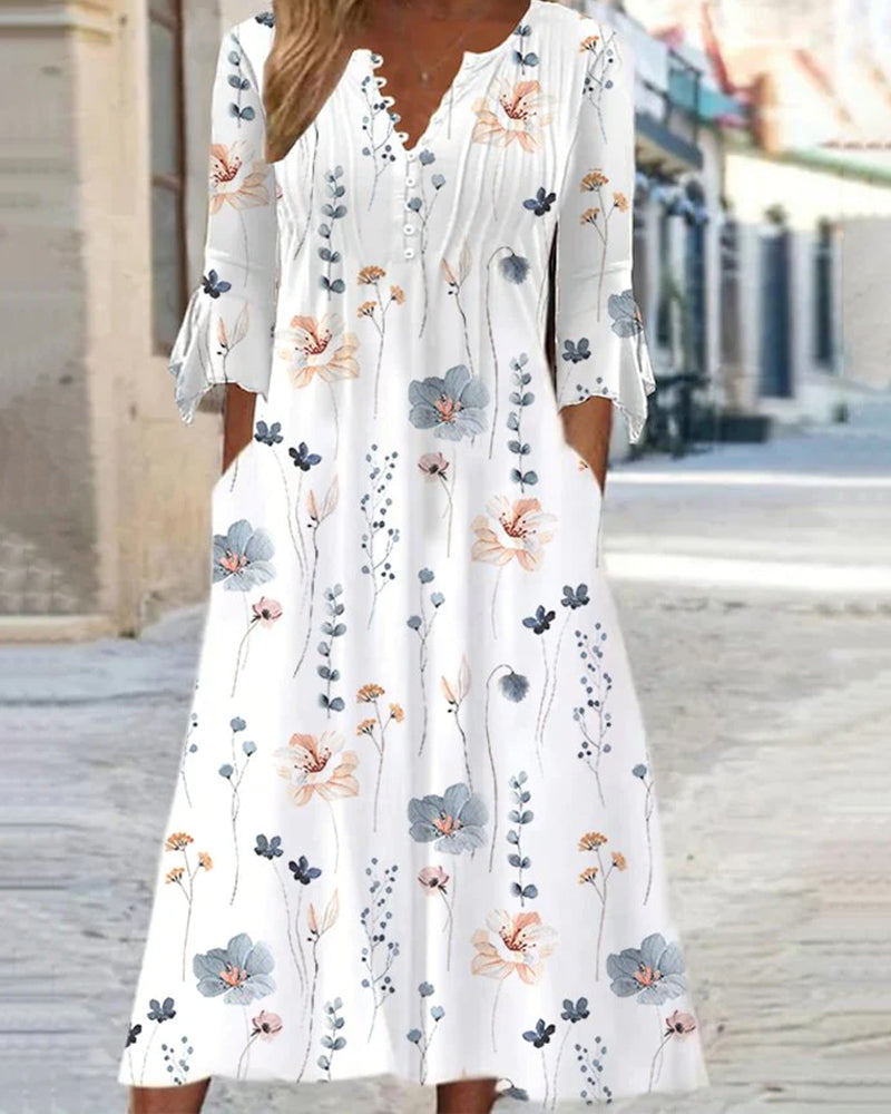 SKYLAR | Robe midi en mélange de coton floral