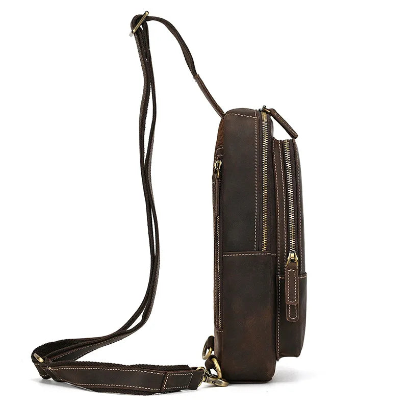 Jaxxon | Sac à bandoulière anti-vol en cuir véritable Crazy Horse rétro pour homme