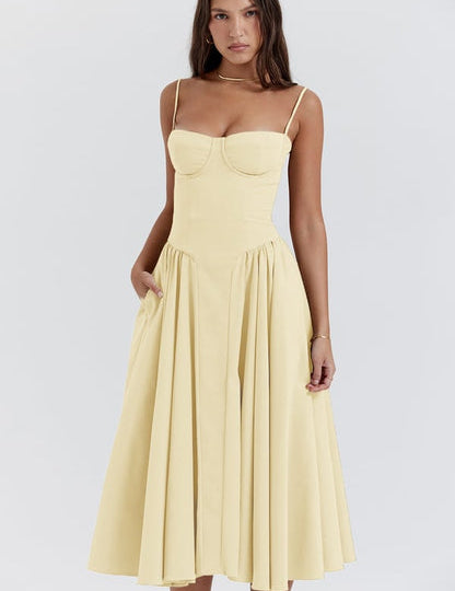 TULUM | Robe midi sans manches chic avec corsage ajusté