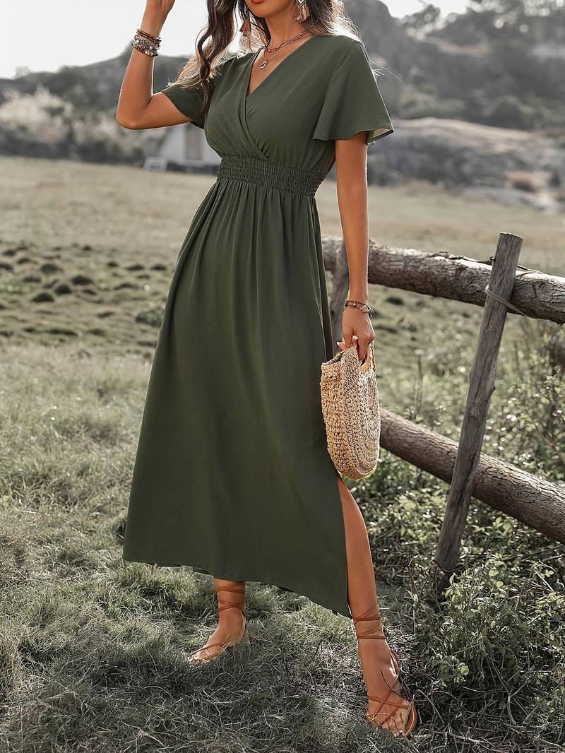 HEATHER | Élégante robe boho longue à col en V