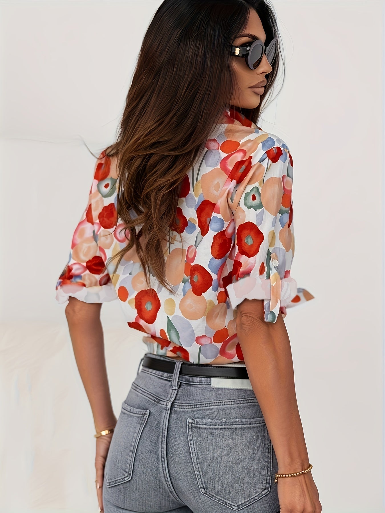 Vienne | Blouse Florale Rouge Élégante