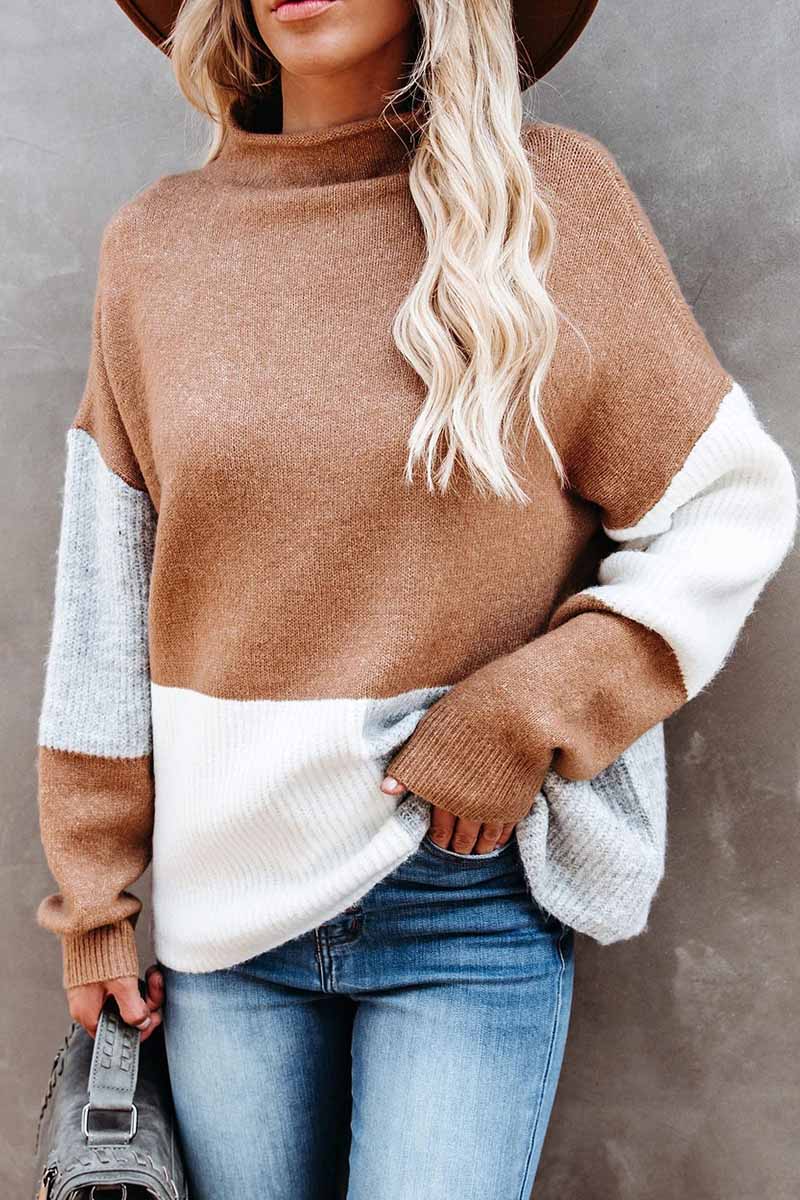 Donna | Pull chaud avec motif tendance en blocs de couleur pour femmes