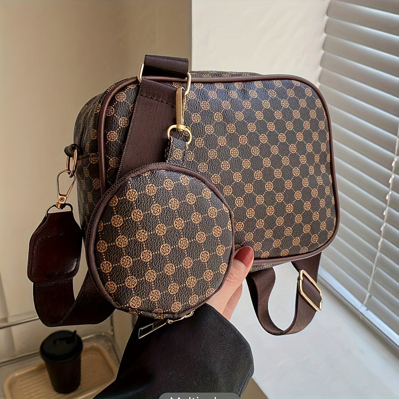 Sac à bandoulière en cuir avec motif géométrique Sunny