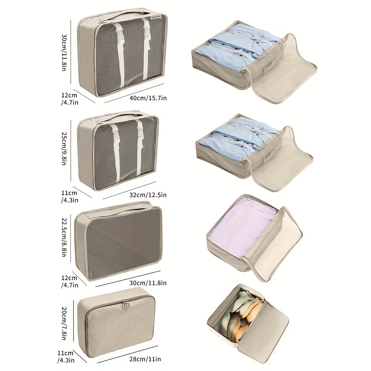 PackMaster | Ensemble de cubes de rangement de voyage de 7 pièces