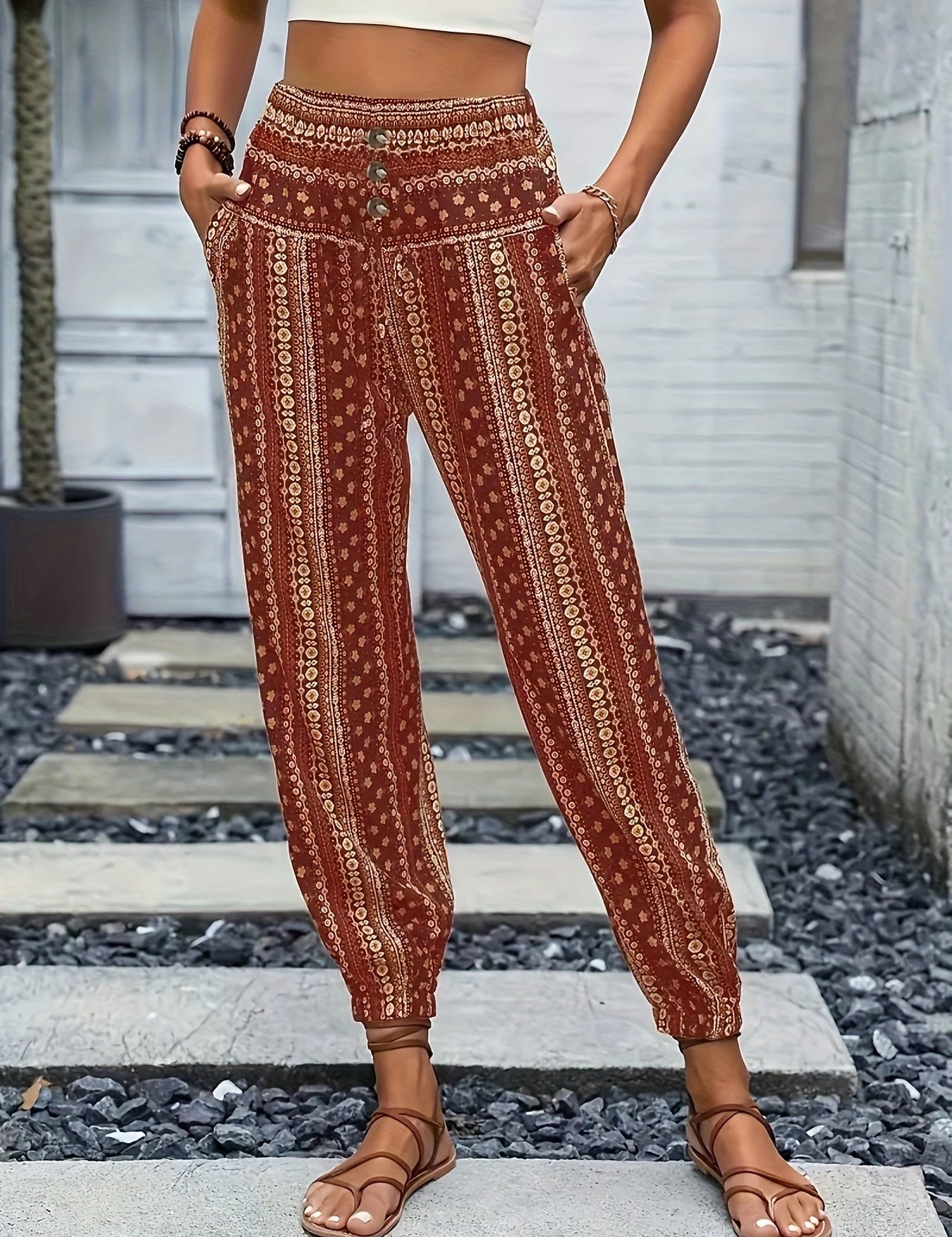 Lola | Pantalon Imprimé Taille Haute – Ambiance Bohème Garantie