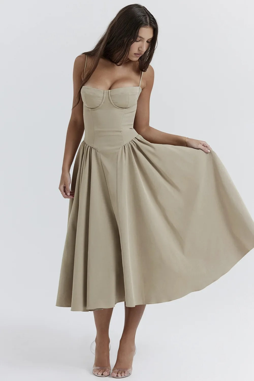 TULUM | Robe midi sans manches chic avec corsage ajusté