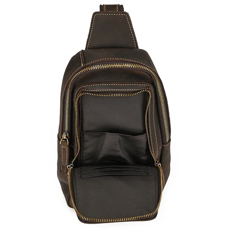 Jaxxon | Sac à bandoulière anti-vol en cuir véritable Crazy Horse rétro pour homme