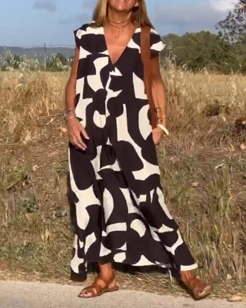 CLAIRE | Robe maxi imprimée à décolleté en V