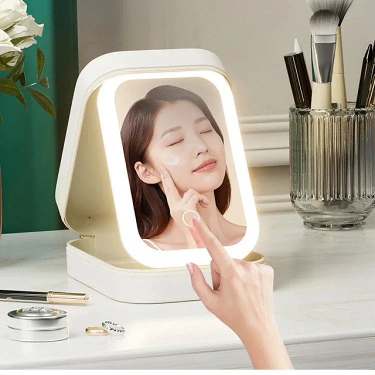 Kori | Miroir portable éclairé LED pour trousse de maquillage de voyage