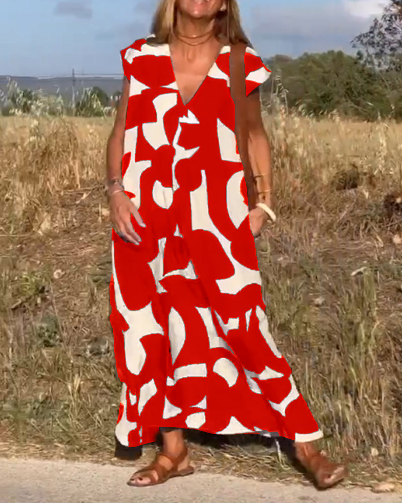 CLAIRE | Robe maxi imprimée à décolleté en V