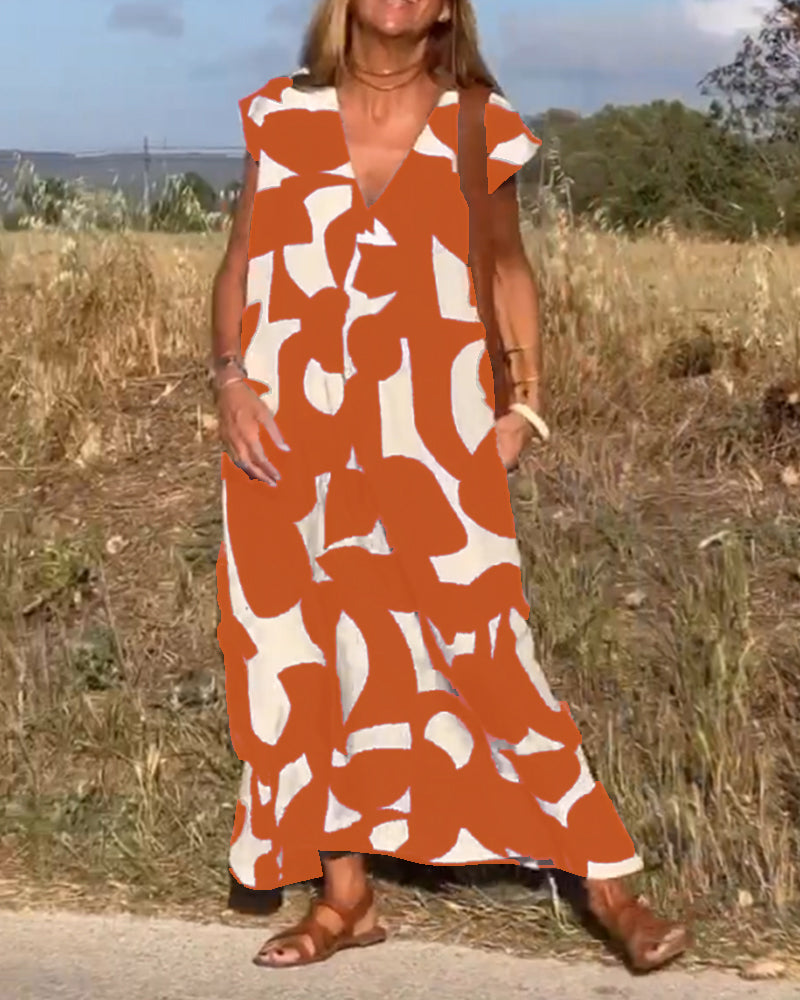 CLAIRE | Robe maxi imprimée à décolleté en V