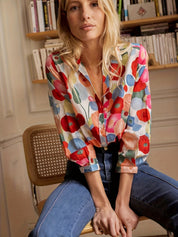 Vienne | Blouse Florale Rouge Élégante