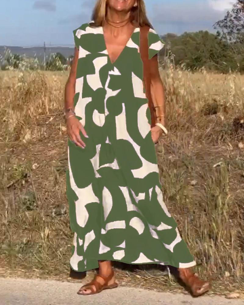 CLAIRE | Robe maxi imprimée à décolleté en V