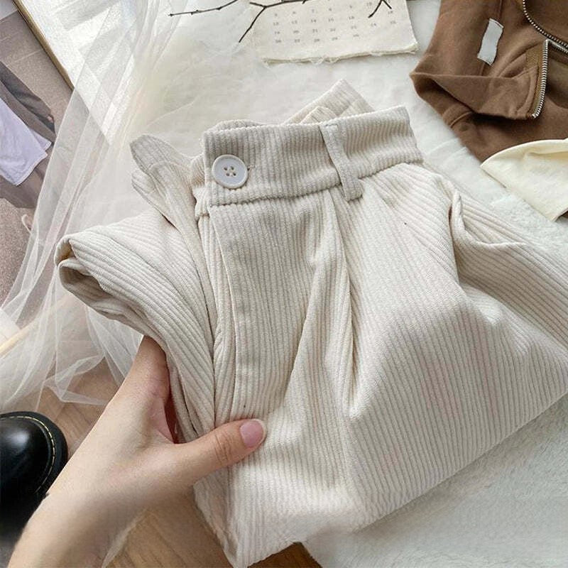 JESSY | Pantalons en velours côtelé taille haute vintage pour femmes