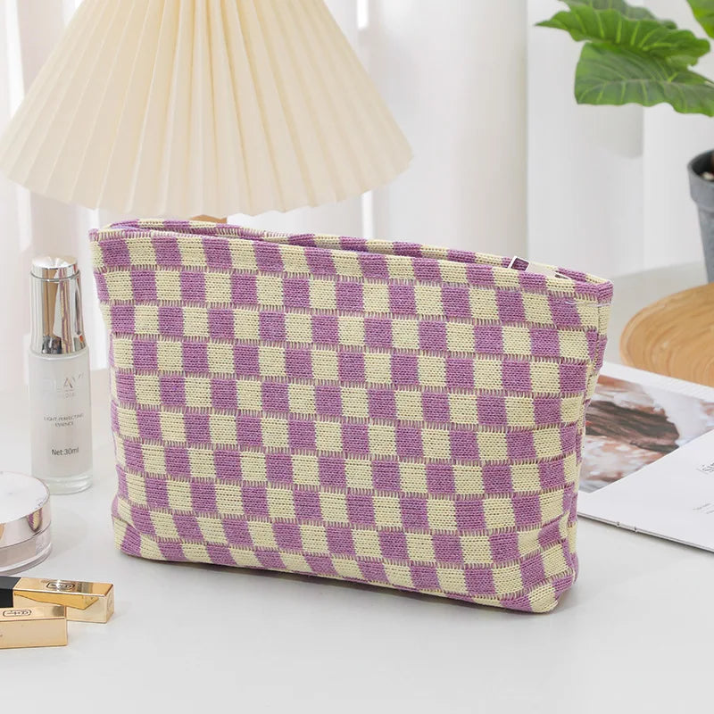 Ruthie | Trousse de maquillage esthétique à carreaux