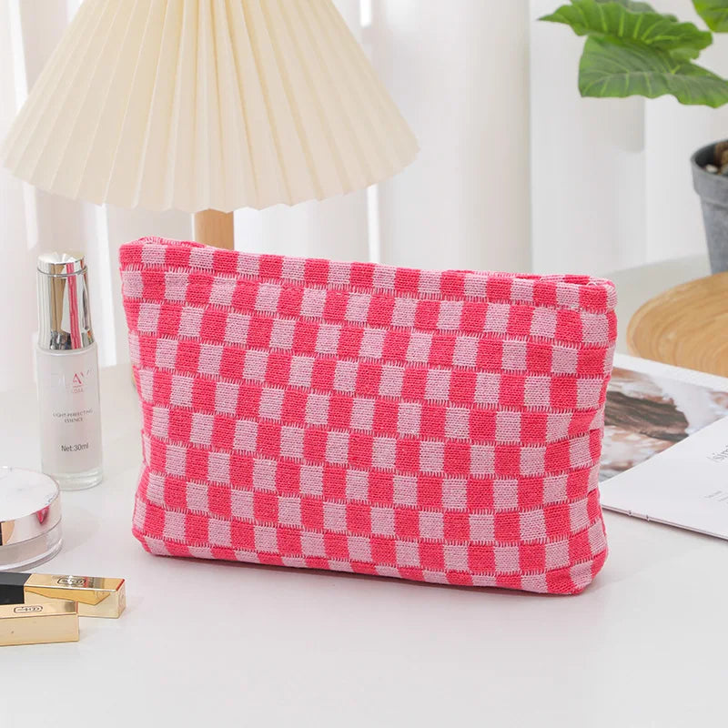 Ruthie | Trousse de maquillage esthétique à carreaux