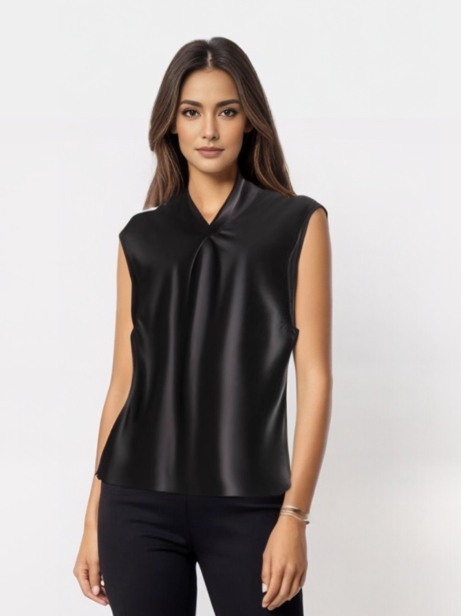 LYRA | Blouse sans manches en satin élégant