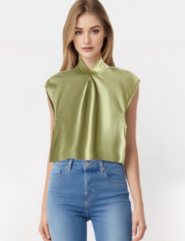 LYRA | Blouse sans manches en satin élégant