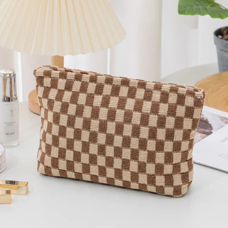 Ruthie | Trousse de maquillage esthétique à carreaux