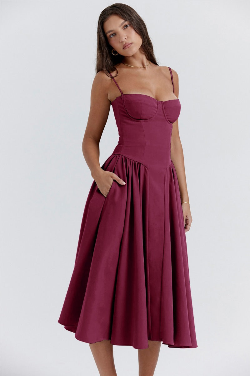 TULUM | Robe midi sans manches chic avec corsage ajusté