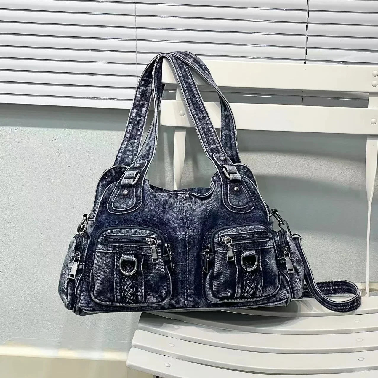 Beatrice | Sac messager en denim vintage lavé