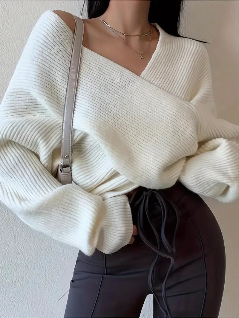 Viola | Pull croisé élégant en look tricot