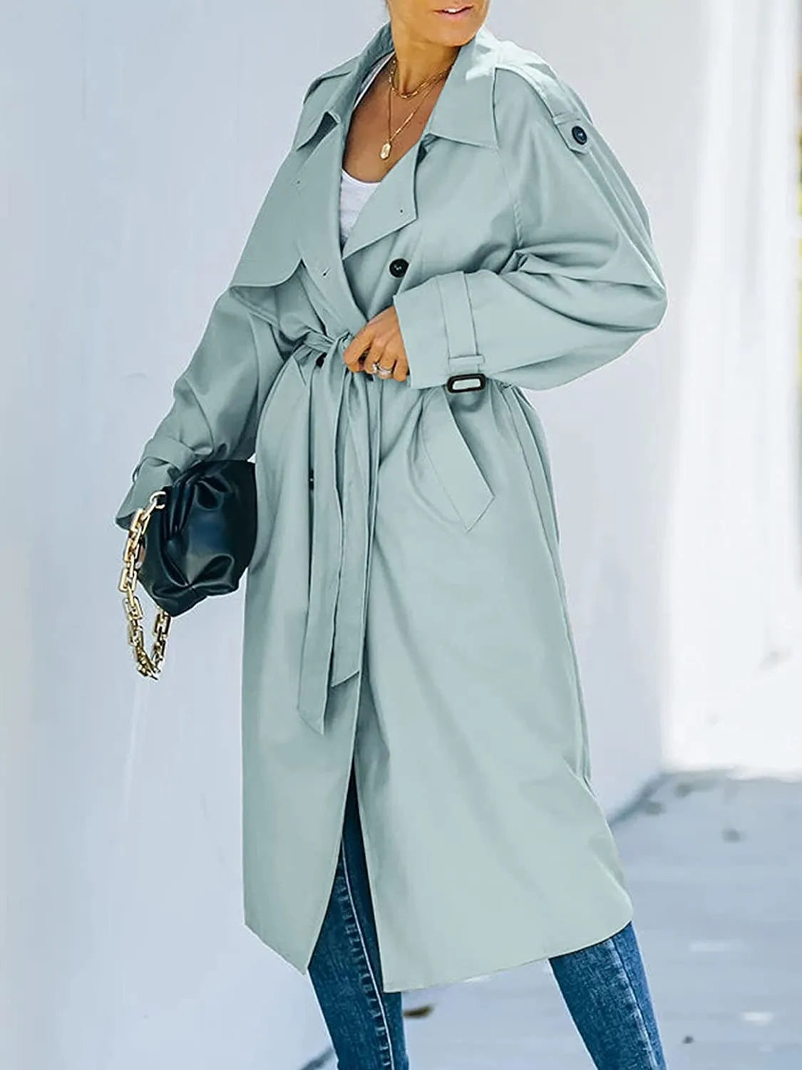 Brigitte | Mant trench-coat pour femme à double boutonnage élégant