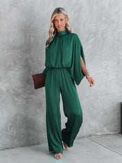 EMILY | Jumpsuit élégant vert à manches courtes