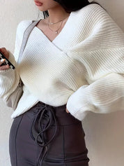 Viola | Pull croisé élégant en look tricot