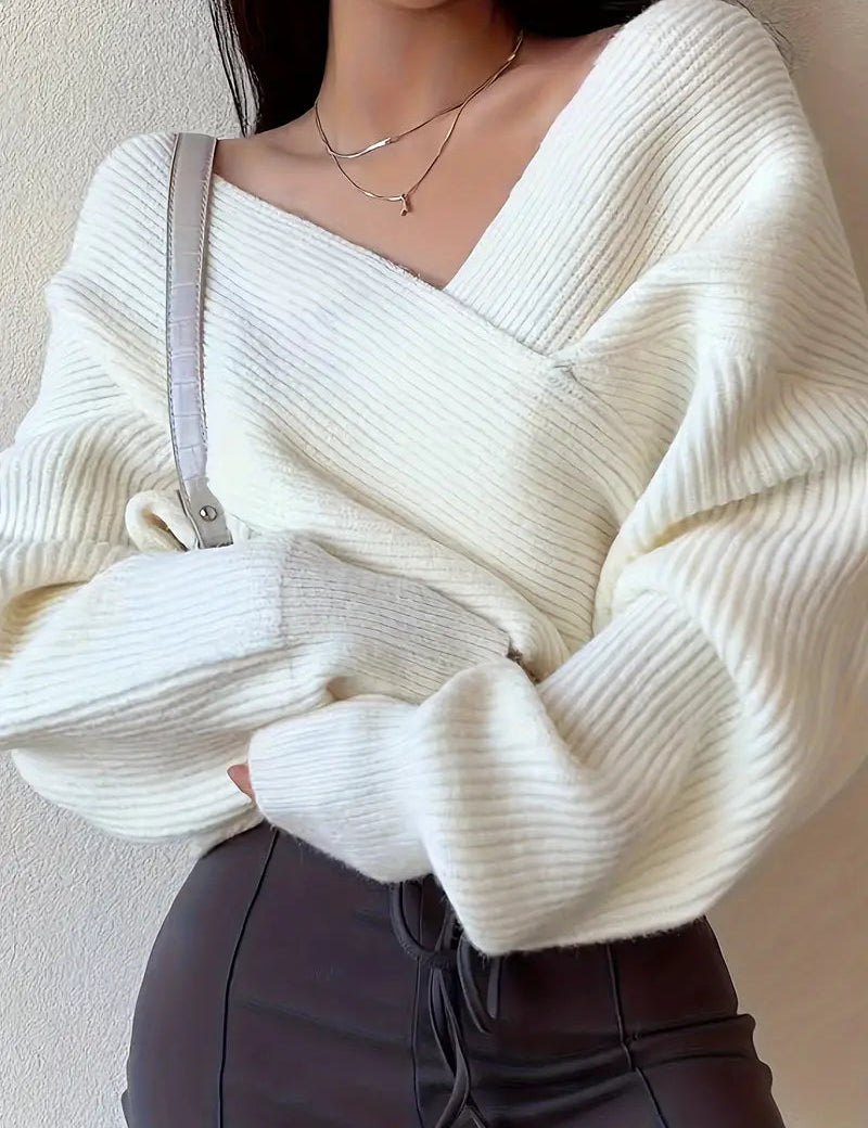 Viola | Pull croisé élégant en look tricot