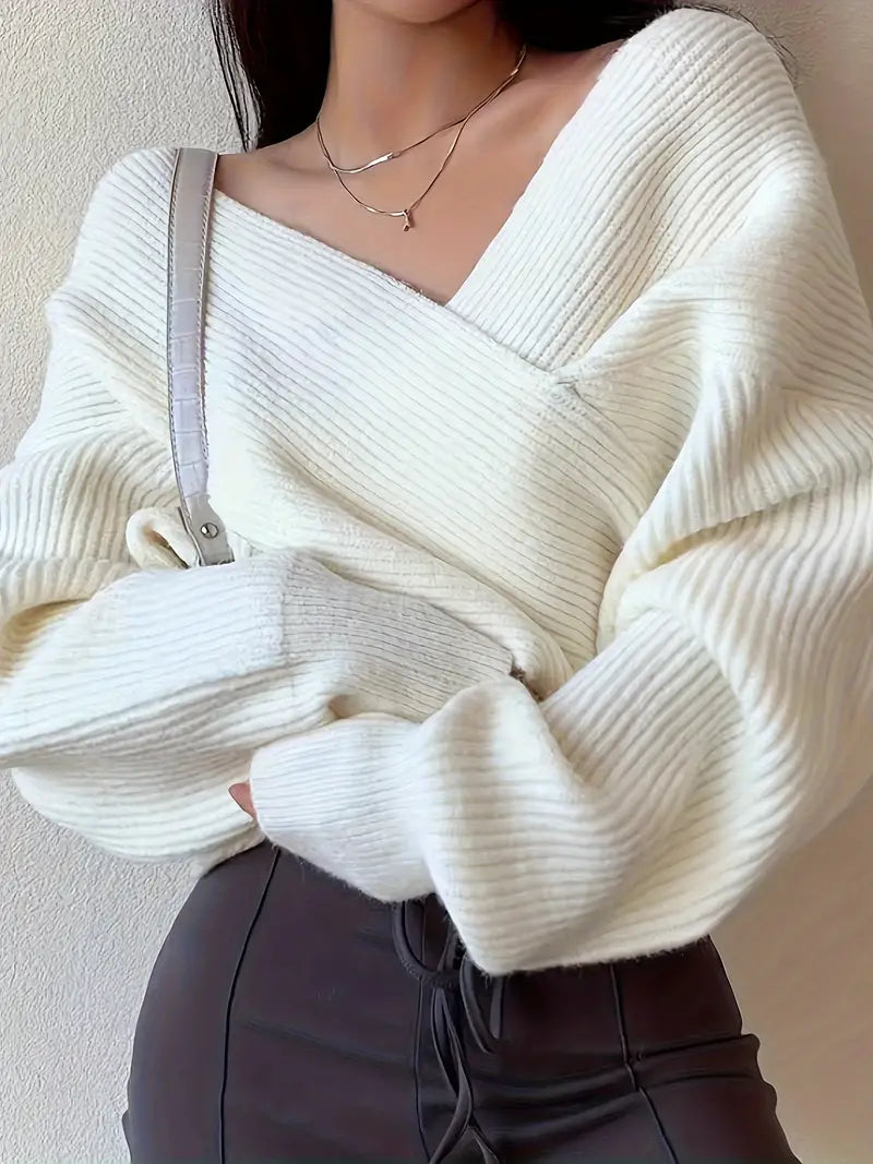 Viola | Pull croisé élégant en look tricot